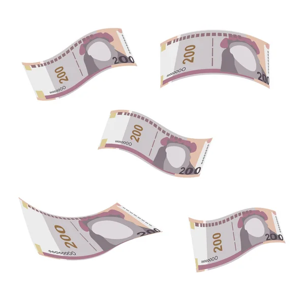 Перуанская Векторная Иллюстрация Нового Сола Перуанские Деньги Складывают Банкноты Падение — стоковый вектор