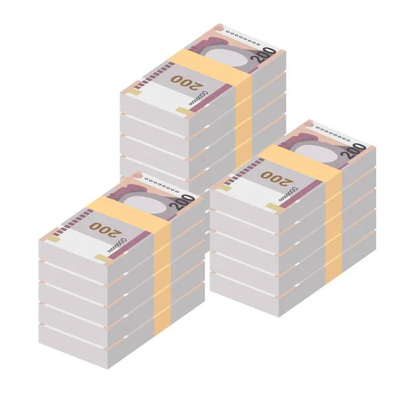 Peruaanse Nieuwe Sol Vector Illustratie Peru Geld Set Bundel Bankbiljetten — Stockvector
