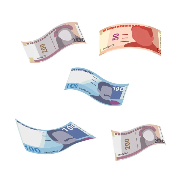 Peruvian New Sol Vector Illustration Peru Money Set Bundle Banknotes — Stock Vector
