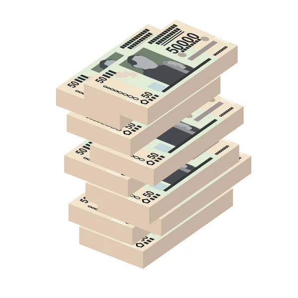 Paraguayische Guarani Vector Illustration Paraguays Geldmenge Bündelt Banknoten Papiergeld 50000 — Stockvektor