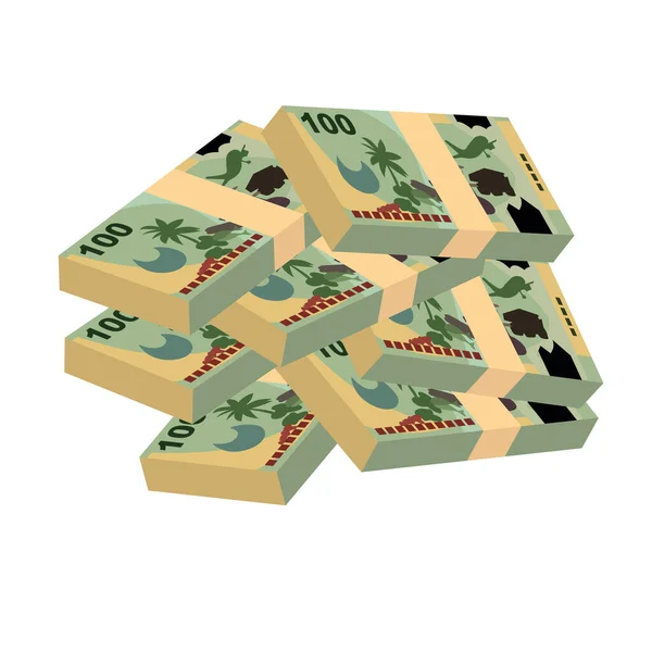Illustration Vectorielle Kina Papouasie Nouvelle Guinée Billets Banque Papier Monnaie — Image vectorielle