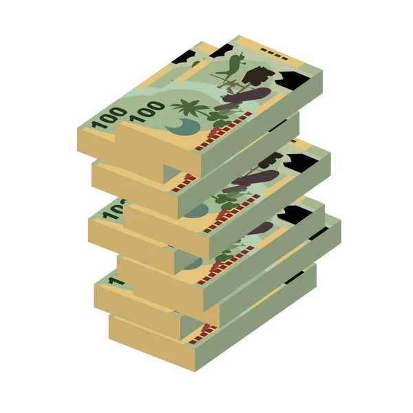Kina Vector Illustration 파푸아 뉴우기니아 화폐에는 뭉치가 100 Pgk 스타일 — 스톡 벡터
