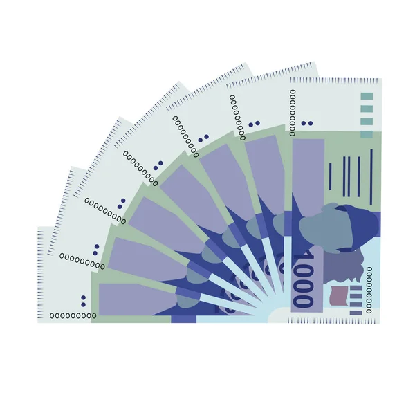 Paquistão Rupee Vector Illustration Dinheiro Paquistanês Conjunto Notas Pacote Dinheiro — Vetor de Stock