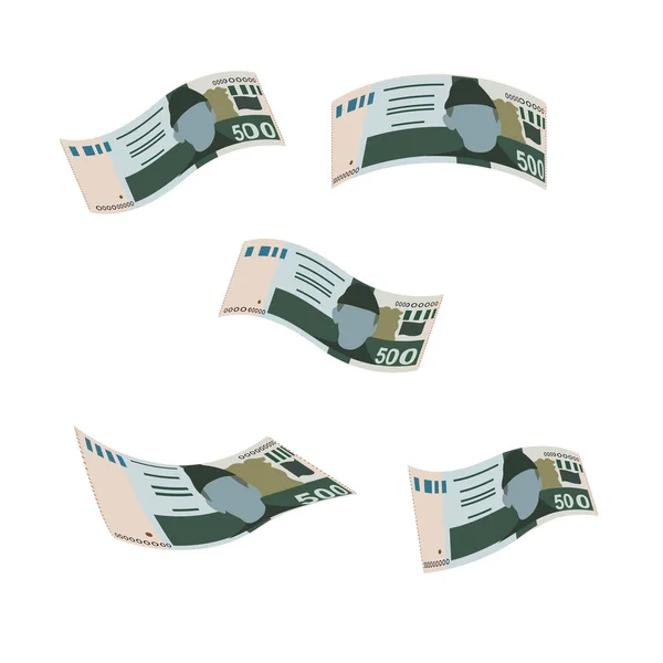 Pakistan Rupee Vector Illustratie Pakistaans Geld Heeft Bankbiljetten Gebundeld Vallende — Stockvector
