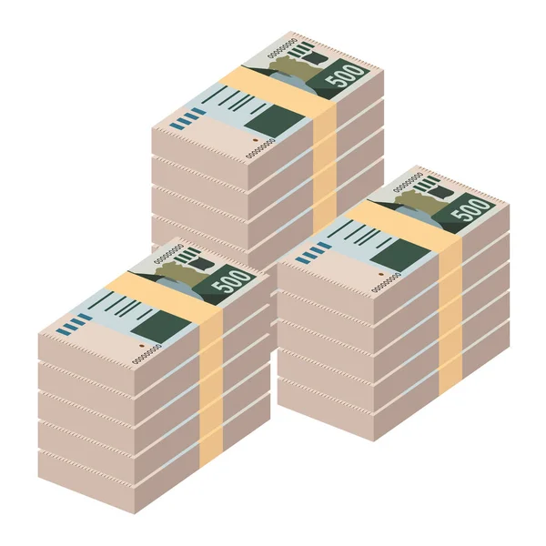 パキスタンルピーベクトルイラスト パキスタンのお金は銀行券をセット 紙幣500Pkr フラットスタイル 白い背景に隔離されている シンプルなミニマルデザイン — ストックベクタ