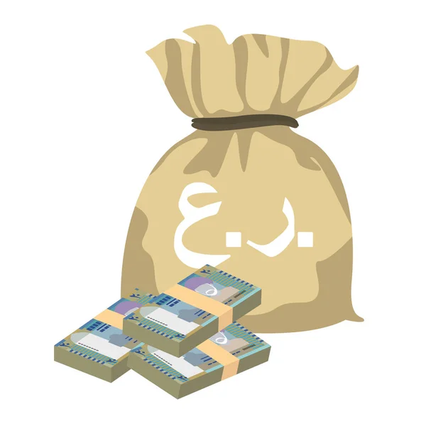 Rial Omani Vector Illustration Ománské Peníze Sází Balíky Bankovek Peněžní — Stockový vektor