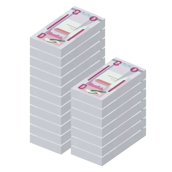 Zea Dirham Vector Ilustracja Pieniądze Zjednoczonych Emiratów Arabskich Ustawiają Pakiety — Wektor stockowy