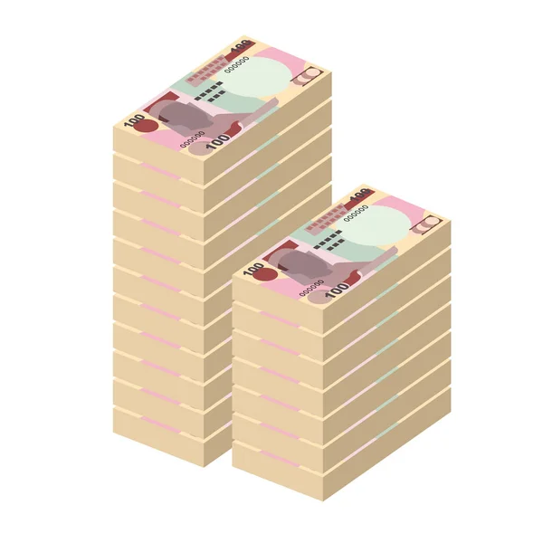 Nigerianische Naira Vector Illustration Nigeria Geld Set Bündel Banknoten Papiergeld — Stockvektor