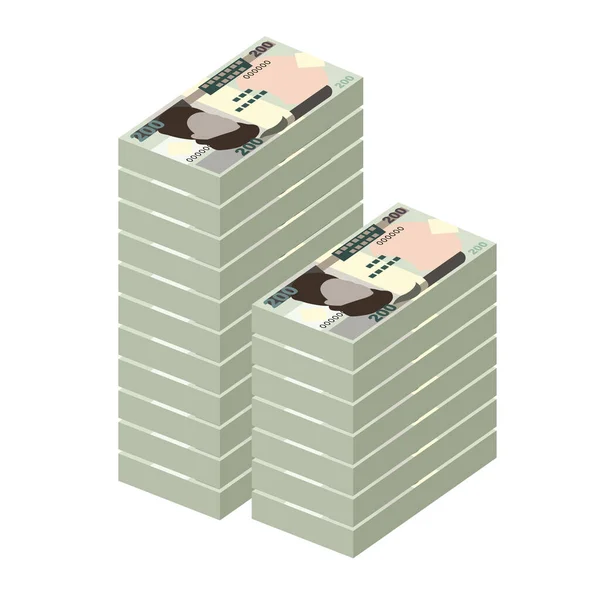 Nigeriaanse Naira Vector Illustratie Nigeria Geld Set Bundel Bankbiljetten Papiergeld — Stockvector