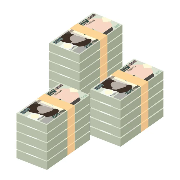 Nigeryjska Ilustracja Wektora Naira Nigeryjskie Pieniądze Ustawiają Pakiety Banknotów Papierowe — Wektor stockowy