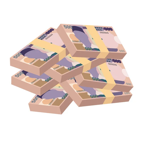 Nigerianische Naira Vector Illustration Nigeria Geld Set Bündel Banknoten Papiergeld — Stockvektor