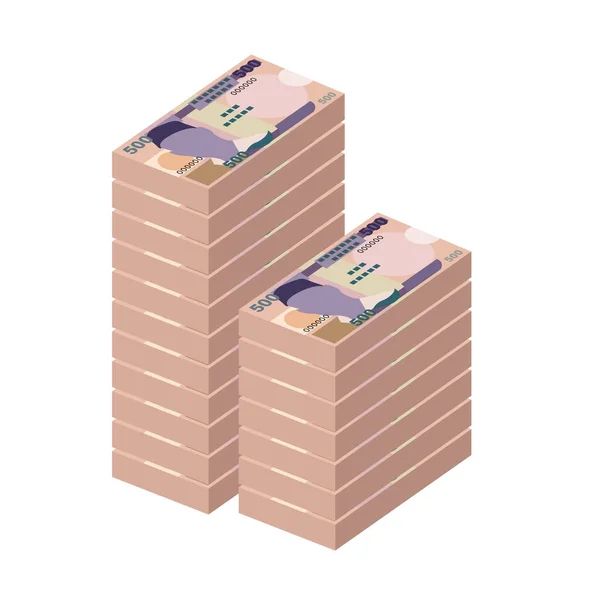 Illustrazione Vettoriale Nigeriana Naira Nigeria Denaro Insieme Banconote Bundle Soldi — Vettoriale Stock