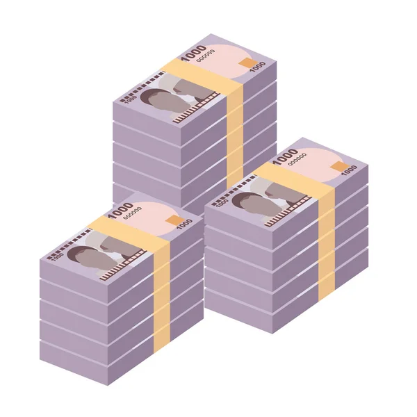 Illustrazione Vettoriale Nigeriana Naira Nigeria Denaro Insieme Banconote Bundle Soldi — Vettoriale Stock