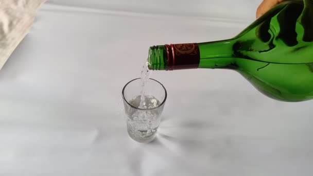 Kasaragod Kerala Índia Julho 2021 Derramando Bebidas Garrafa Para Vidro — Vídeo de Stock