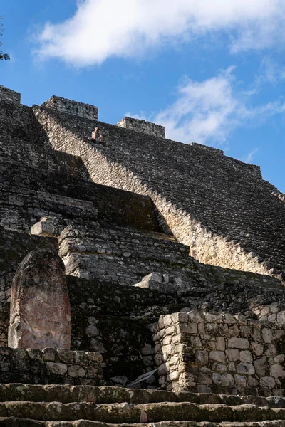 Escadaria Maia Pirâmide Grande Calakmul Incríveis Ruínas Arquitectónicas Incrível México — Fotografia de Stock