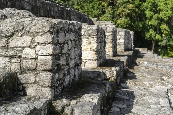 Escadaria Maia Pirâmide Grande Calakmul Incríveis Ruínas Arquitetônicas Incrível México — Fotografia de Stock