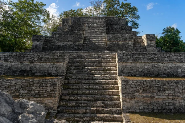 Escadaria Maia Pirâmide Grande Calakmul Incríveis Ruínas Arquitetônicas Incrível México — Fotografia de Stock