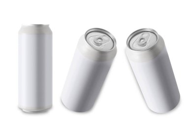 Başlık: Boş boş bira ya da soda kutusu beyaz arka planda izole edilmiş bir şekilde hazırlanır. 3d oluşturma.