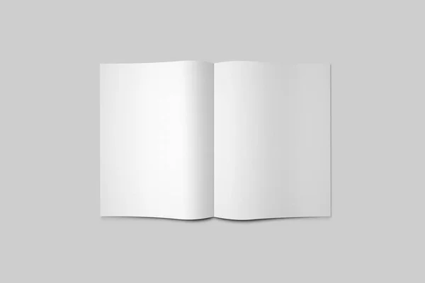 空白双折的小册子 折叠的纸造型孤立在灰色的背景 折页传单 3D渲染 — 图库照片
