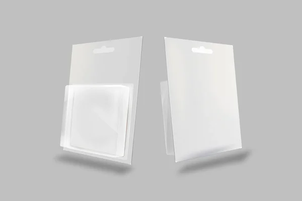 灰色の背景に隔離された空の空白のブリスター包装モックアップ 3Dレンダリング — ストック写真