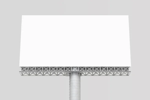 グレーの背景に隔離された空の空白の白いバナー屋外看板モックアップ 屋外広告ポスター 3Dレンダリング — ストック写真