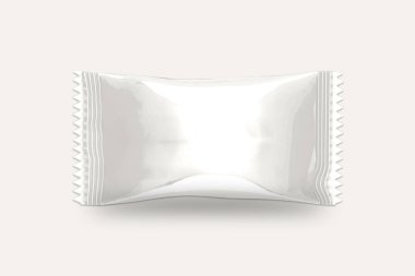 Boş ambalaj alüminyum folyo çikolata çerez kesesi ürün tasarımı için gri arka planda izole edilmiş maket. 3d oluşturma.