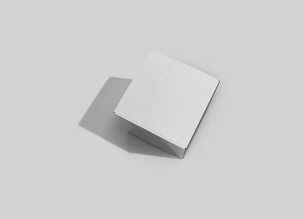 Boîte Emballage Carton Noir Vide Maquette Isolée Sur Fond Gris — Photo