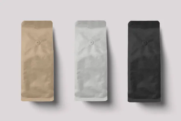 Take Away Paper Cardboard Bag Coffee Beans Ground Coffee Mock — Stock Photo, Image