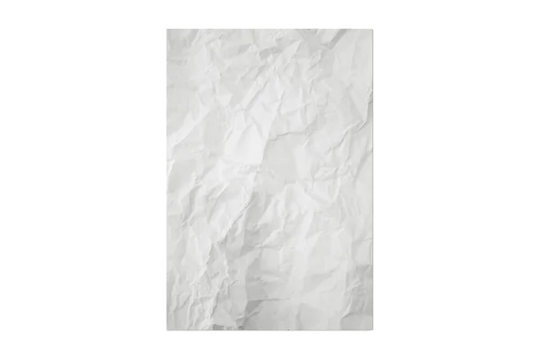 Papel Branco Vazio Amassado Zomba Isolado Fundo Branco Renderização — Fotografia de Stock