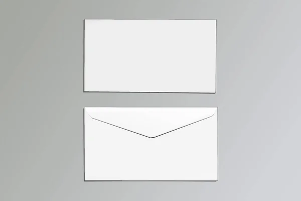 Envelop Front Back Side Mock Isolated Grey Background Rendering — Stock Photo, Image