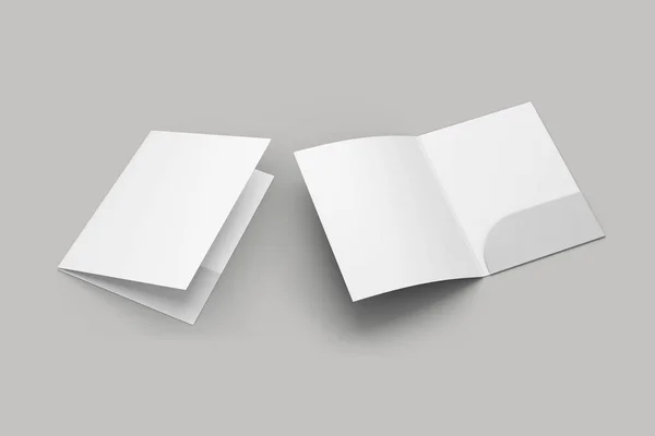 Prázdné Prázdné Papírové Papírové Otevřené Složky Hlavičkovými Hlavičkami Uvnitř Přední — Stock fotografie