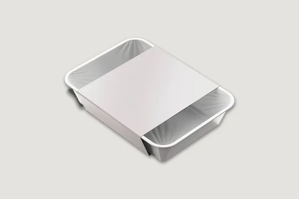 Food Tray Mock Isolated Grey Background Empty Plastic Food Container — Stock Photo, Image