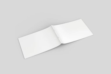 Boş boş peyzaj dergisi ya da broşür. Gri arka planda izole edilmiş bir şekilde. 3d oluşturma.
