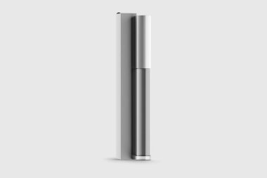 Boş boş rimel, gri bir arkaplanda izole edilmiş bir şekilde taklit edilir. 3d oluşturma.