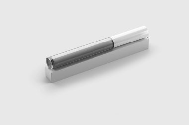 Boş boş rimel, gri bir arkaplanda izole edilmiş bir şekilde taklit edilir. 3d oluşturma.