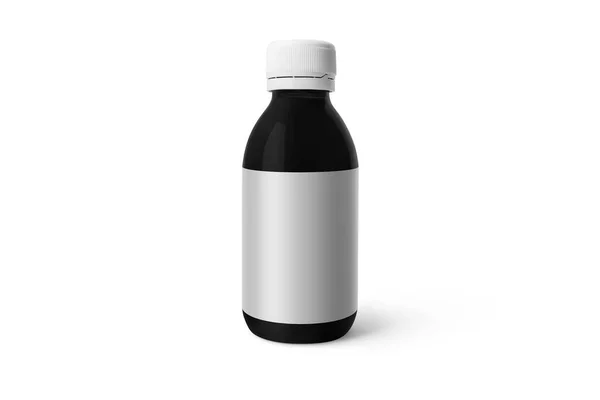 白い背景に隔離された空の空白のシロップ医療用ボトル 3Dレンダリング — ストック写真