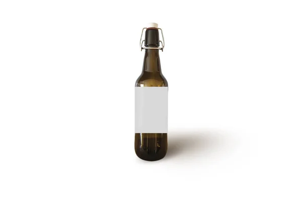 Vecchia Bottiglia Birra Altalena Isolato Sfondo Bianco Rendering — Foto Stock