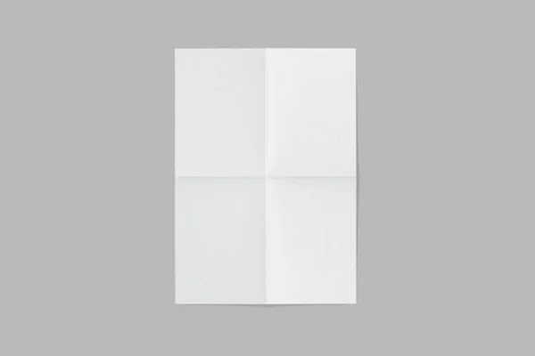 Prázdný Bílý Složený Zmačkaný Papír Vyhonit Izolovaný Šedém Pozadí List — Stock fotografie