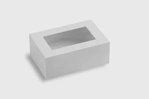 空の空白のペストリーボックス灰色の背景に隔離されたモック 誕生日の甘いパン屋のための紙のギフトボックス ドーナツボックス隔離された背景 ペイストリーは箱を奪う 荷物を取りに行きなさい 3Dレンダリング — ストック写真