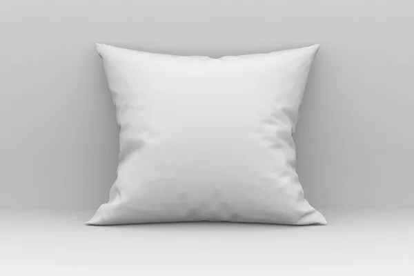 Empty blank pillow mock up isolated on a grey background. 3d rendering.