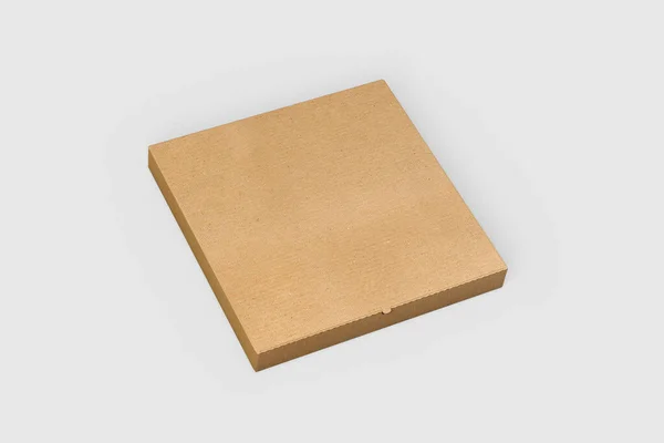 Tekturowe Pudełko Pizzy Mock Izolowane Szarym Tle Koncepcja Zero Odpadów — Zdjęcie stockowe