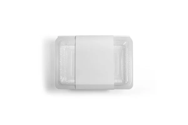 Vider Blanc Plastique Transparent Élimination Emporter Récipient Alimentaire Maquette Isolé — Photo