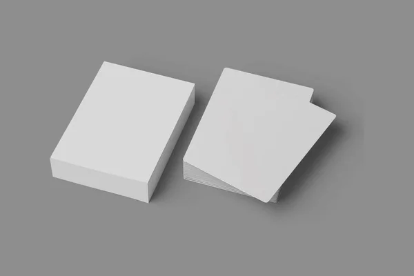 空の空白のカードパック灰色の背景に隔離されたモックアップ 3Dレンダリング — ストック写真