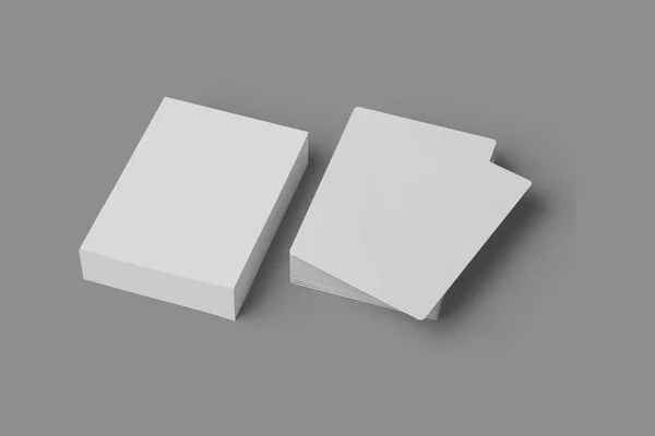 Empty Blank Pack Cartes Maquette Isolée Sur Fond Gris — Photo