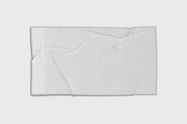 Boş beyaz gri ve siyah pamuklu havlular gri arka planda izole edilmiş bir korkulukta asılı. 3d oluşturma.