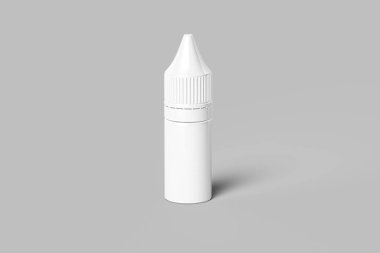 Boş boş, şeffaf, tek boynuzlu at şişesi. Arka planda izole bir şekilde duruyor. 3d oluşturma.