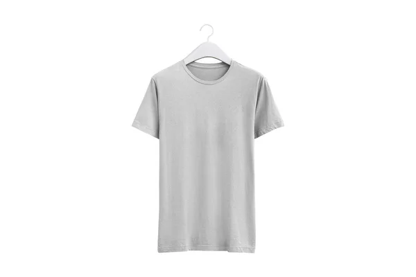 Shirt Vazia Branco Cabide Isolado Fundo Branco Modelo Mockup Shirt — Fotografia de Stock