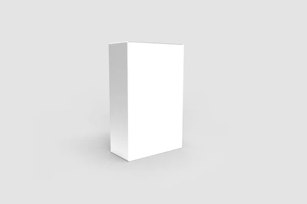 グレーの背景に白の縦型のパッケージボックスを空にします 3Dレンダリング 廃棄物ゼロのコンセプト — ストック写真
