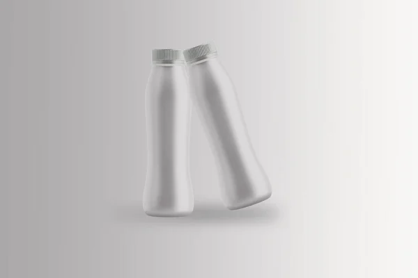 ヨーグルトや牛乳や他の液体のための空の空白の現実的なプラスチックボトル テンプレートをモックアップします 3Dレンダリング — ストック写真