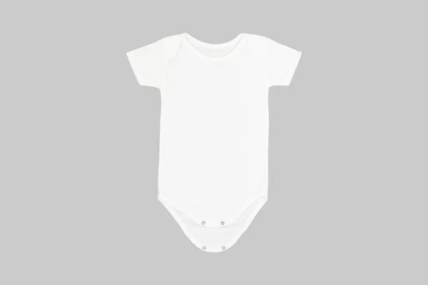 Mockup Camisa Macacão Bebê Branco Isolado Fundo Cinza Renderização — Fotografia de Stock